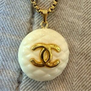 Gold and White Pendant Necklace